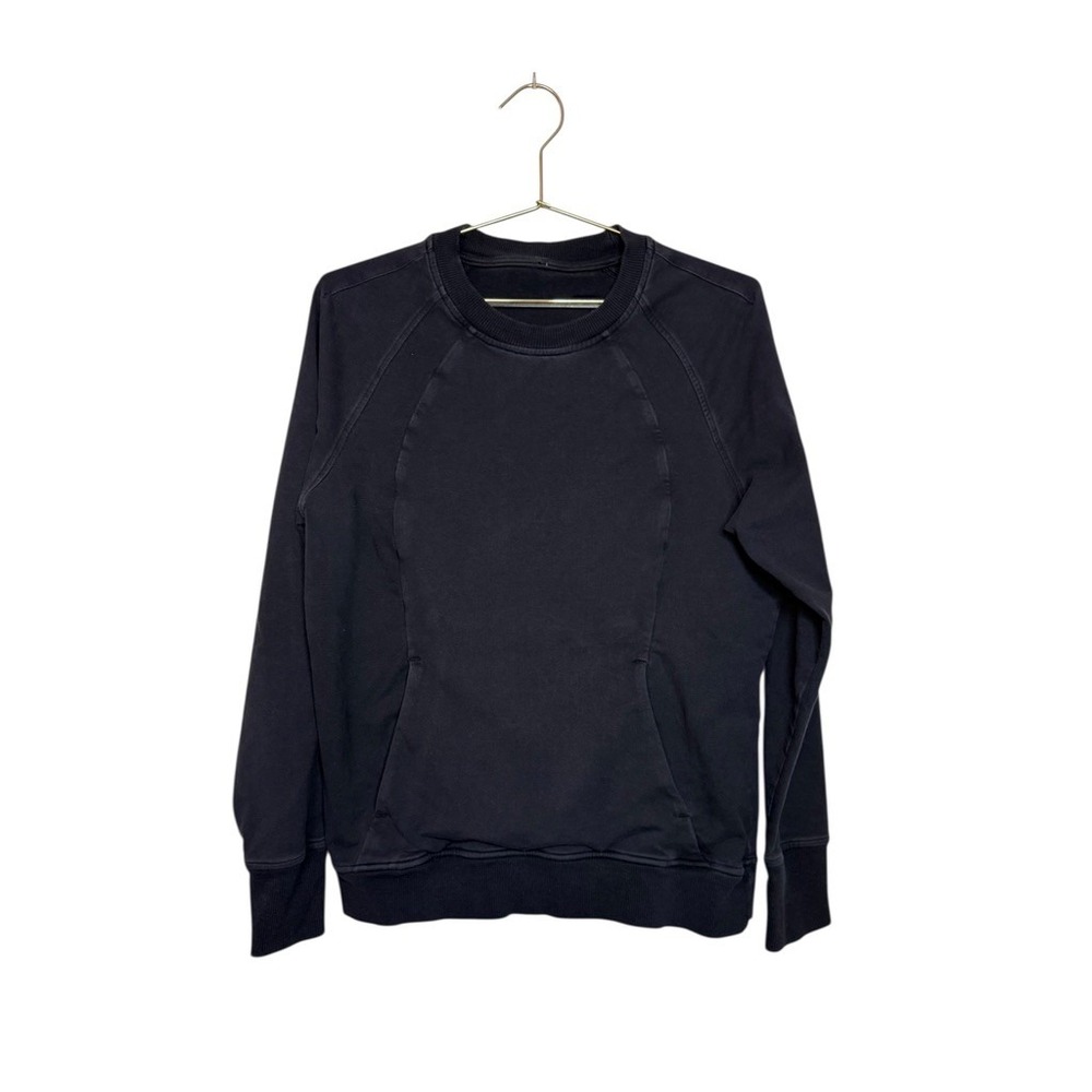 Lululemon Scuba Crew Neck Sweatshirt Pullover Women 8 Black Activewear W3BRAS